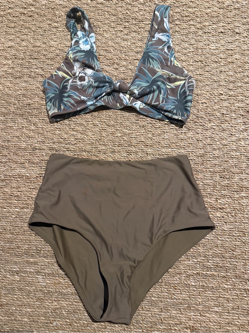 MIKOH- High-Waist Floral Bikini Set - Olive Floral